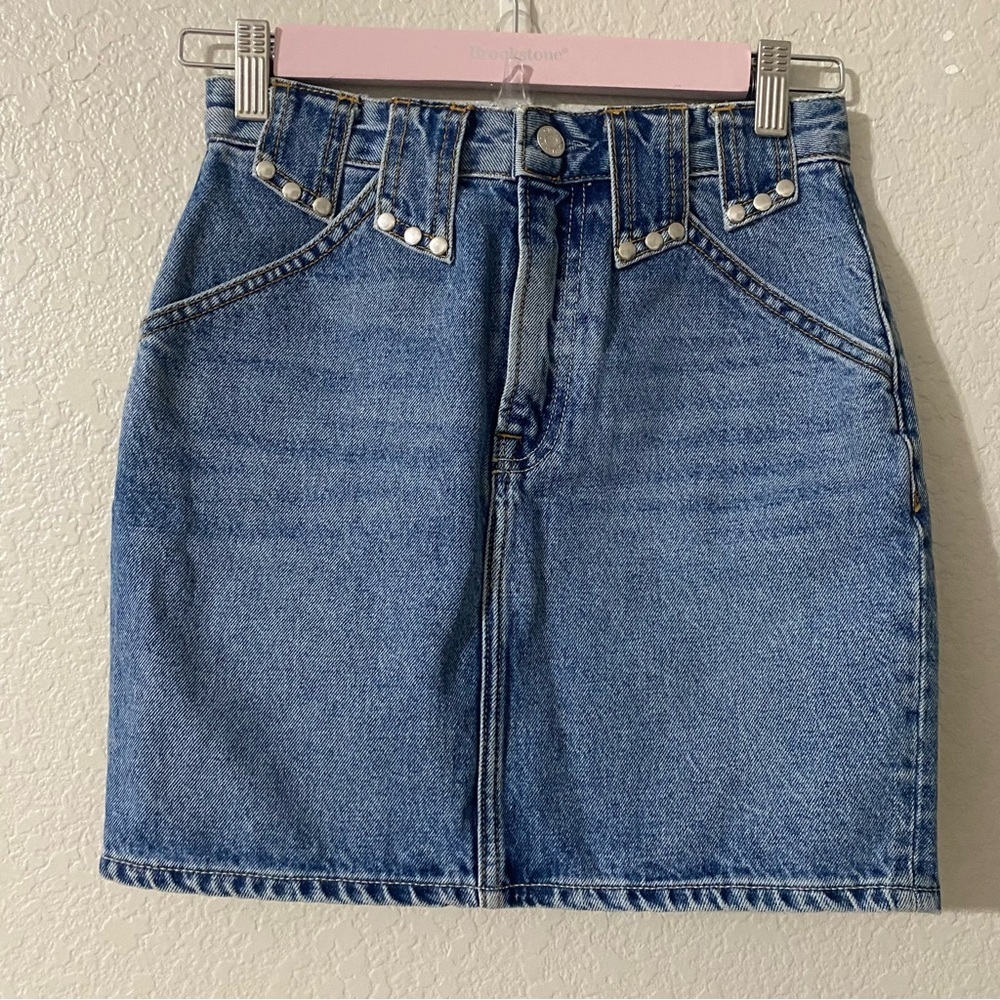 GRLFRND sora studded jean skirt